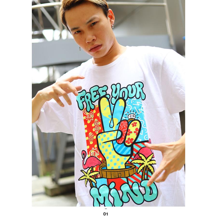 リーズン Reason Tシャツ 半袖 ポップアート 大きいサイズ かっこいい おしゃれ ピースサイン トロピカル柄 アメコミ 漫画 アニメ ゆったり ビッグシルエット 本格派大人のb系xlダンス通販 通販 Yahoo ショッピング