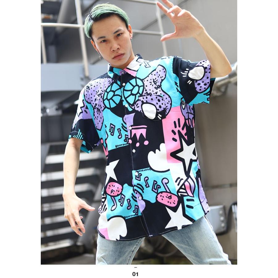 リーズン Reason 半袖シャツ アロハシャツ 柄シャツ 総柄 プリント 大きいサイズ かっこいい おしゃれ 音符 星 王冠 総柄 ビッグシルエット 海外セレクト 本格派大人のb系xlダンス通販 通販 Yahoo ショッピング