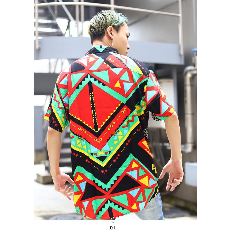 リーズン Reason 半袖シャツ アロハシャツ 柄シャツ 総柄 大きいサイズ かっこいい おしゃれ レゲエ ラスタカラー 赤黄色緑 総柄 ビッグシルエット ギフト 本格派大人のb系xlダンス通販 通販 Yahoo ショッピング