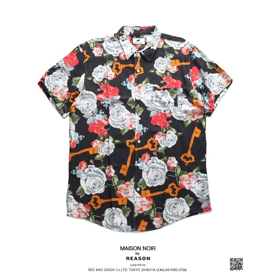 リーズン Reason 半袖シャツ アロハシャツ 柄シャツ 大きいサイズ かっこいい おしゃれ 花柄 ハイビスカス 薔薇 鍵 総柄 海外セレクト 本格派大人のb系xlダンス通販 通販 Yahoo ショッピング
