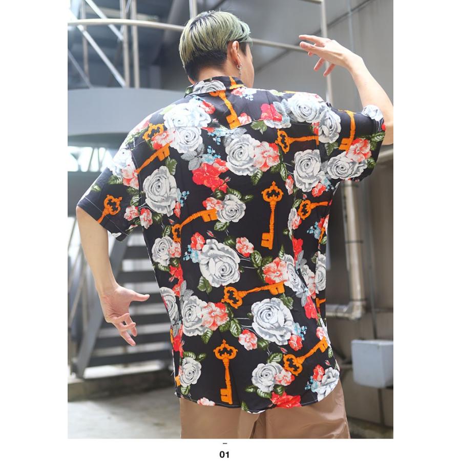 リーズン Reason 半袖シャツ アロハシャツ 柄シャツ 大きいサイズ かっこいい おしゃれ 花柄 ハイビスカス 薔薇 鍵 総柄 海外セレクト 本格派大人のb系xlダンス通販 通販 Yahoo ショッピング