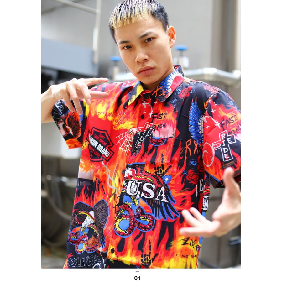 国内在庫 リメイク オーバーサイズ アロハシャツ Crazy 2 シャツ