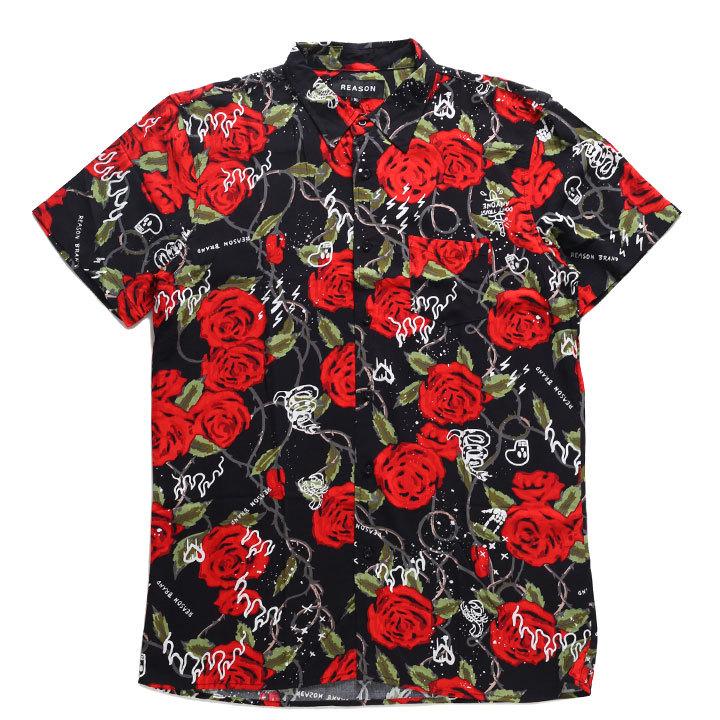 リーズン Reason 半袖シャツ アロハシャツ 柄シャツ 総柄 大きいサイズ かっこいい おしゃれ 花柄 薔薇 トロピカル柄 ファイヤーパターン スカル モノグラム 本格派大人のb系xlダンス通販 通販 Yahoo ショッピング