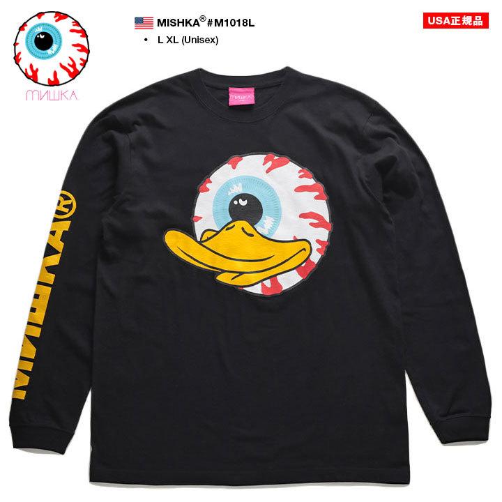 Mishka ロンt 大きいサイズ ミシカ Tシャツ 長袖 シンプル アヒル 鳥 ダック カモ Keepwatch キープウォッチ 袖ロゴ 格安人気