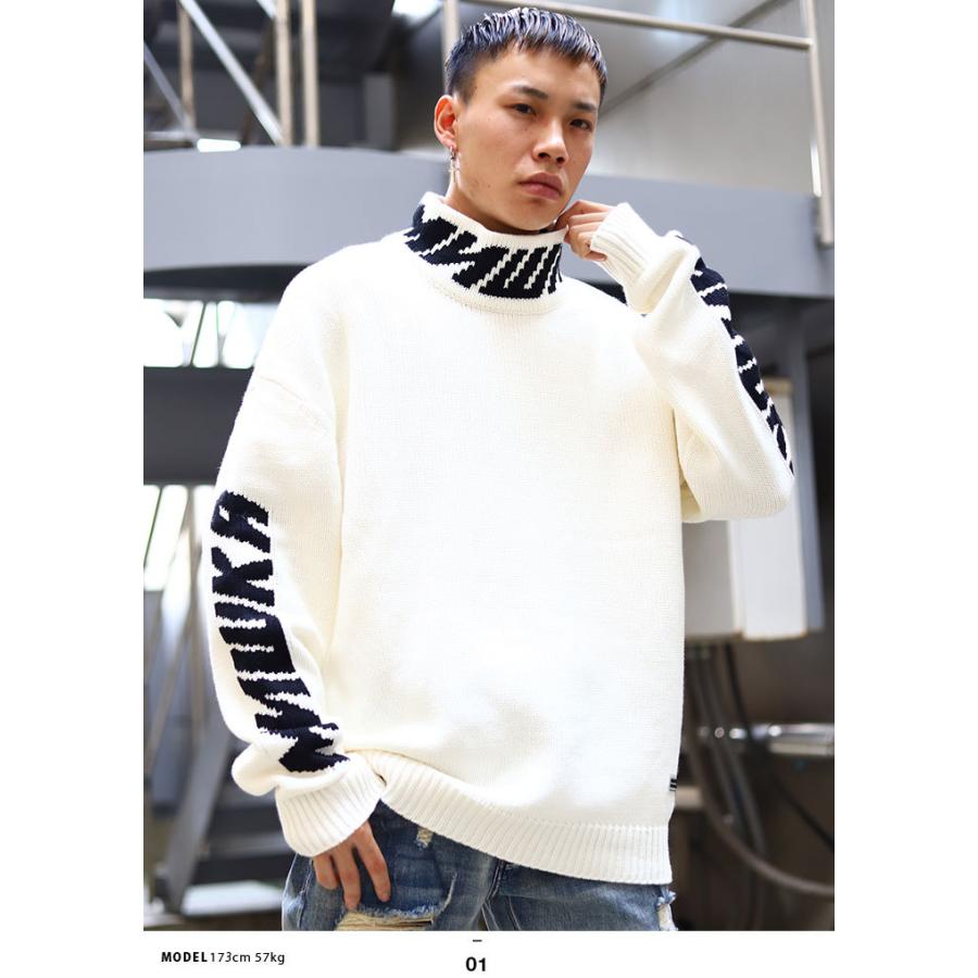 ミシカ Mishka セーター ローゲージニット モックネック 長袖 春 大きいサイズ かっこいい おしゃれ 袖ロゴ 刺繍 目玉 キャラクター ビッグシルエット 本格派大人のb系xlダンス通販 通販 Yahoo ショッピング