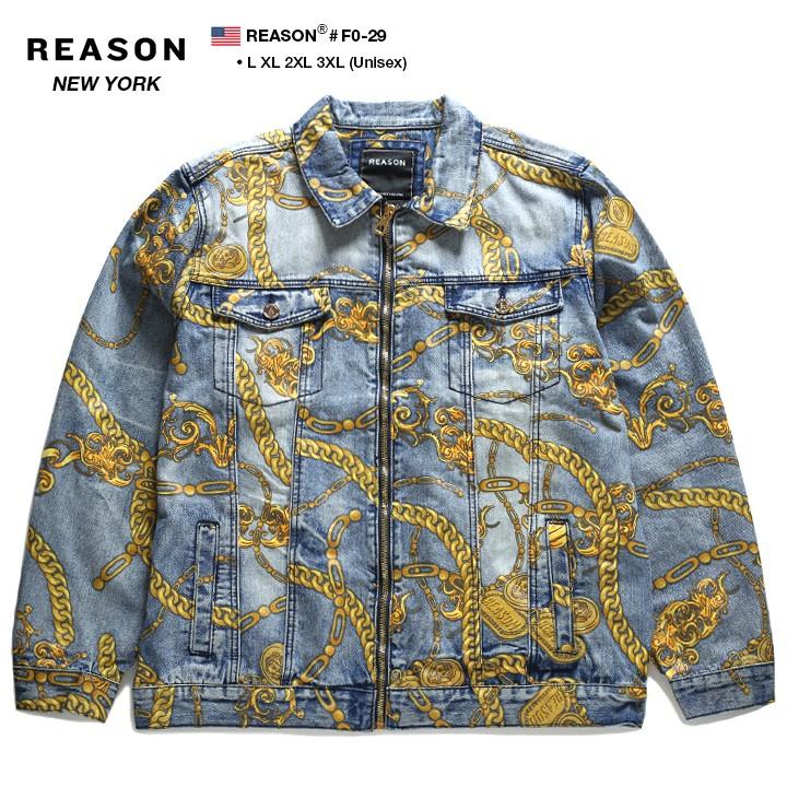 リーズン Reason デニムジャケット アウター 長袖 デニムjkt Gジャン ジージャン メンズ 大きいサイズ B系 かっこいい おしゃれ バロック彫刻花柄 総柄 本格派大人のb系xlダンス通販 通販 Yahoo ショッピング