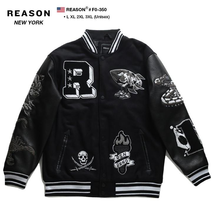 リーズン Reason スタジャン ジャケット アウター 長袖 メンズ 大きいサイズ B系 かっこいい おしゃれ メルトンロケットマン スカル アイスクリーム ワッペン 本格派大人のb系xlダンス通販 通販 Yahoo ショッピング