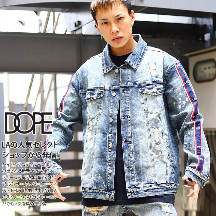 ドープ Dope デニムジャケット アウター 長袖 デニムjkt Gジャン ジージャン M L Xl 2l Ll 大きいサイズ かっこいい おしゃれ ジージャン 袖ライン ギフト 本格派大人のb系xlダンス通販 通販 Yahoo ショッピング