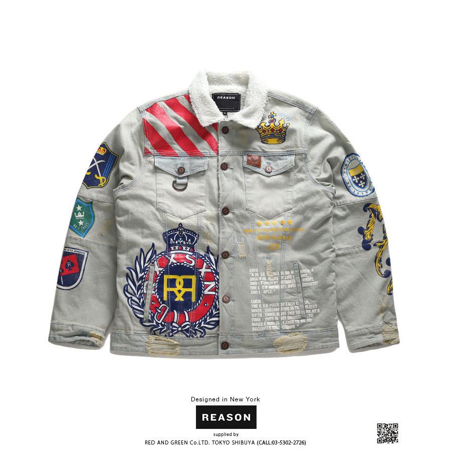 リーズン Reason アウター 防寒 襟ボア デニムジャケット フリース ランチジャケット 長袖 大きいサイズ かっこいい おしゃれ 本格派大人のb系xlダンス通販 通販 Yahoo ショッピング