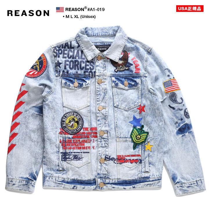国内外の人気 メンズ デニムジャケット Gジャン 長袖 秋 アウター Reason 春秋冬用 Dn1 21秋冬 服 ブランド ハイ ストリート系 ファッション ヒップホップ B系 ウォッシュ ペイズリー柄 総柄 かっこいい おしゃれ ライトアウター ジージャン リーズン 大きいサイズ