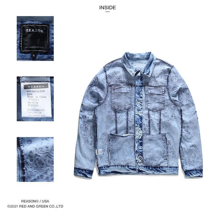 REASON アウター 秋 長袖 Gジャン デニムジャケット 大きいサイズ