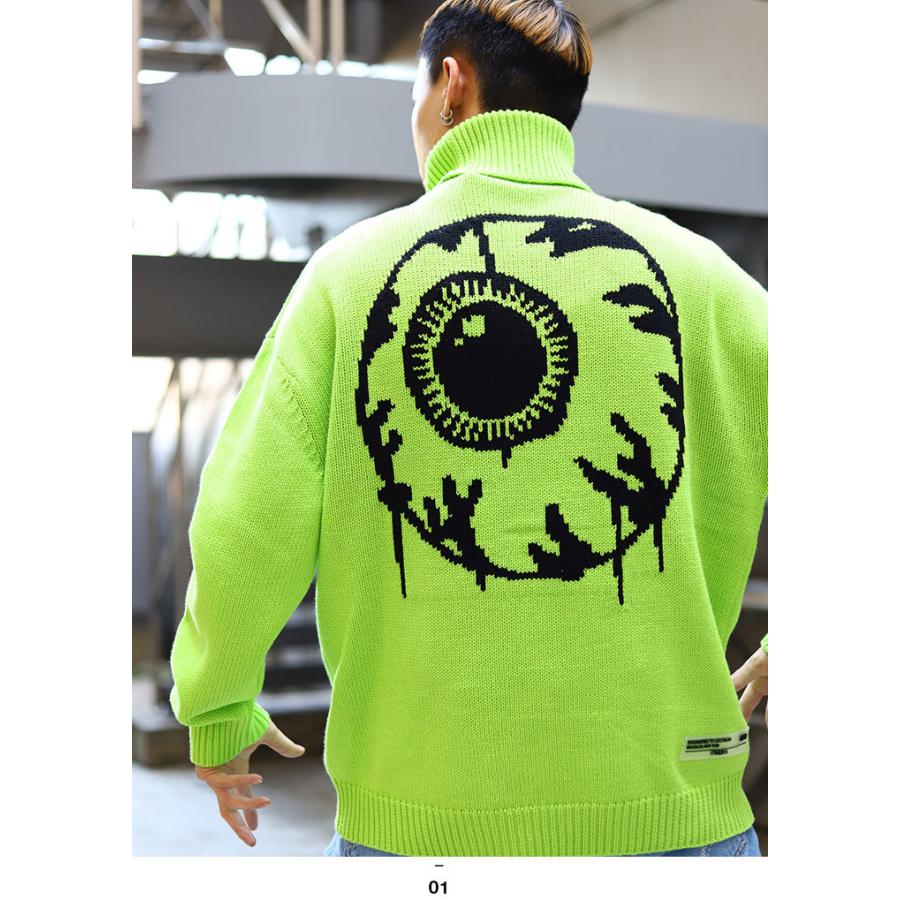 現金特価 Mishka ニット 長袖 メンズ レディース 春秋冬用 蛍光緑 黒 M L ミシカ セーター かっこいい おしゃれ タートルネック ネオン Keepwatch キープウォッチ B系 ヒップホップ ストリート系 ファッション ハイ ブランド 服 ギフト Maw0377 セール おしゃれ
