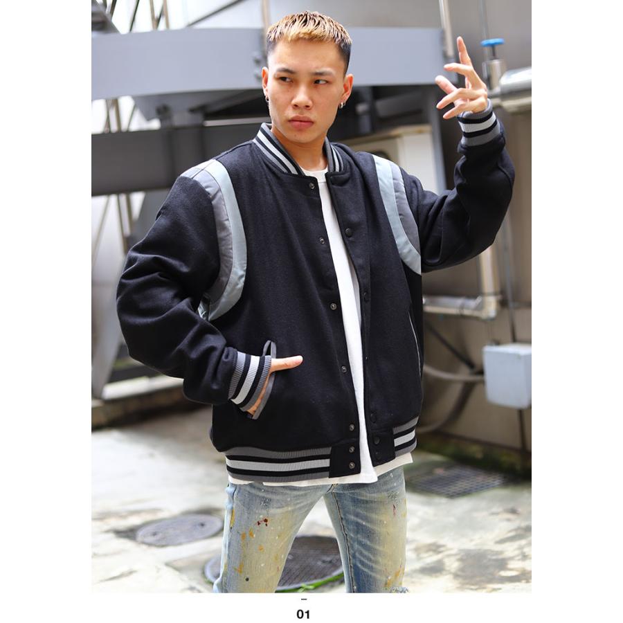 リーズン Reason スタジャン ジャケット アウター 長袖 大きいサイズ かっこいい おしゃれ ライン 切替 シンプル 無地 ゆったり ビッグシルエット 海外セレクト 本格派大人のb系xlダンス通販 通販 Yahoo ショッピング