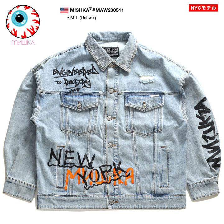 人気再入荷 ミシカ Mishka デニムジャケット アウター 長袖 デニムjkt Gジャン ジージャン M L 大きいサイズ かっこいい おしゃれ ベアモップ 袖ロゴ ギフト 想像を超えての Skylanceronline Com