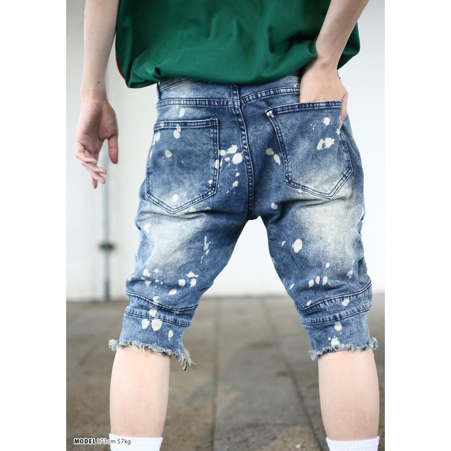 リーズン Reason ハーフパンツ デニム ジーンズ ジーパン バイカーズパンツ Gパン ショーツ 半ズボン メンズ かっこいい おしゃれ ストレッチ ダメージ 色落ち 本格派大人のb系xlダンス通販 通販 Yahoo ショッピング