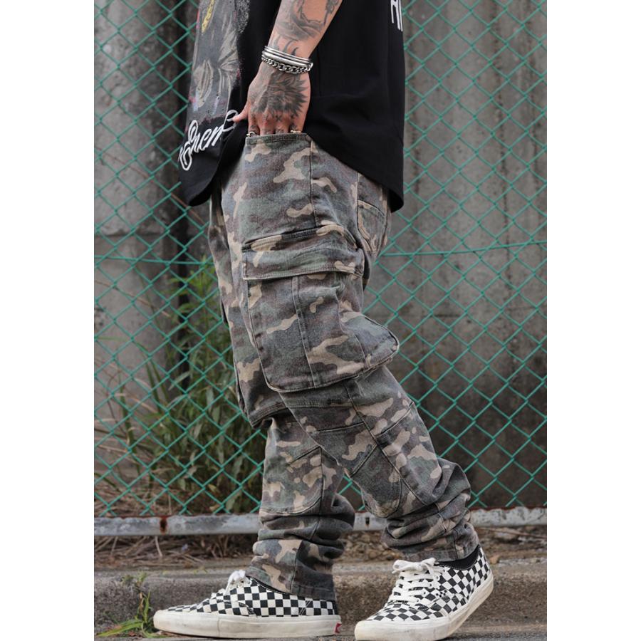 REASON カーゴパンツ ストレッチパンツ ミリタリーパンツ 伸縮 スリム