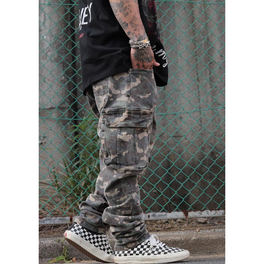 REASON カーゴパンツ ストレッチパンツ ミリタリーパンツ 伸縮 スリム