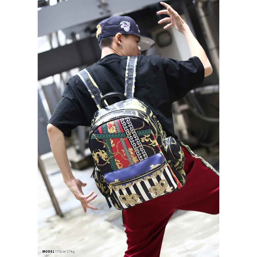 リーズン Reason バックパック リュック Bag メンズ レディース B系 かっこいい おしゃれ 21リットル バロック 彫刻花柄 ゴールドチェーン 金 レザー 革 総柄 本格派大人のb系xlダンス通販 通販 Yahoo ショッピング