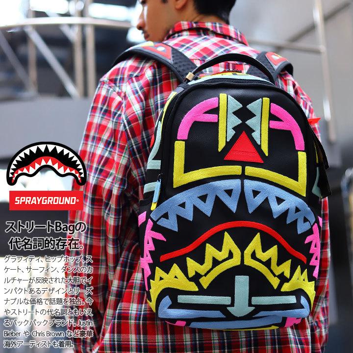 Spray Ground バッグ バッグ リュック 大きいサイズ メンズファッション スプレーグラウンド バックパック 大きめ リュック 大容量 Bag カラフル 幾何学柄 レザー レザー 総柄 派手 本格派大人のb系xl 零zero 限定 買い特注品 の