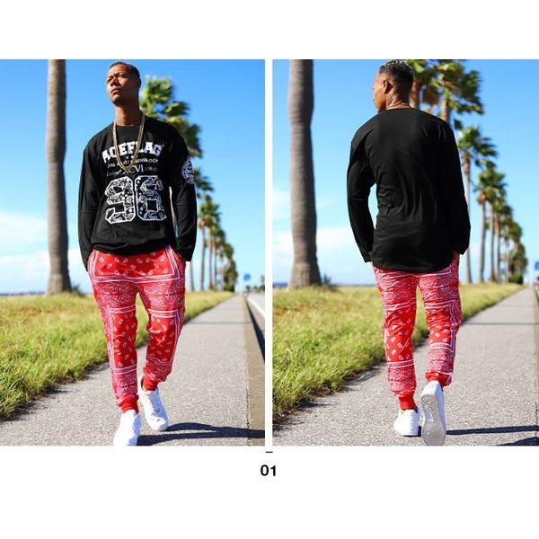 ACEFLAG ジャージ ロングパンツ 赤 黒 M-2XL エースフラッグ