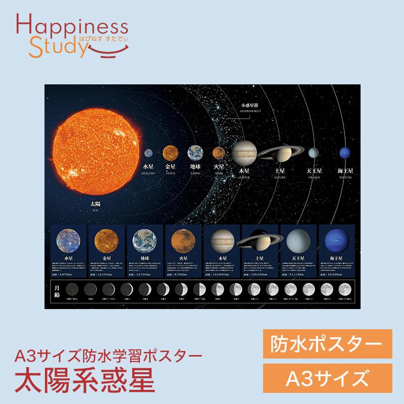 太陽系惑星 A3サイズ お風呂防水学習ポスター Happiness Study