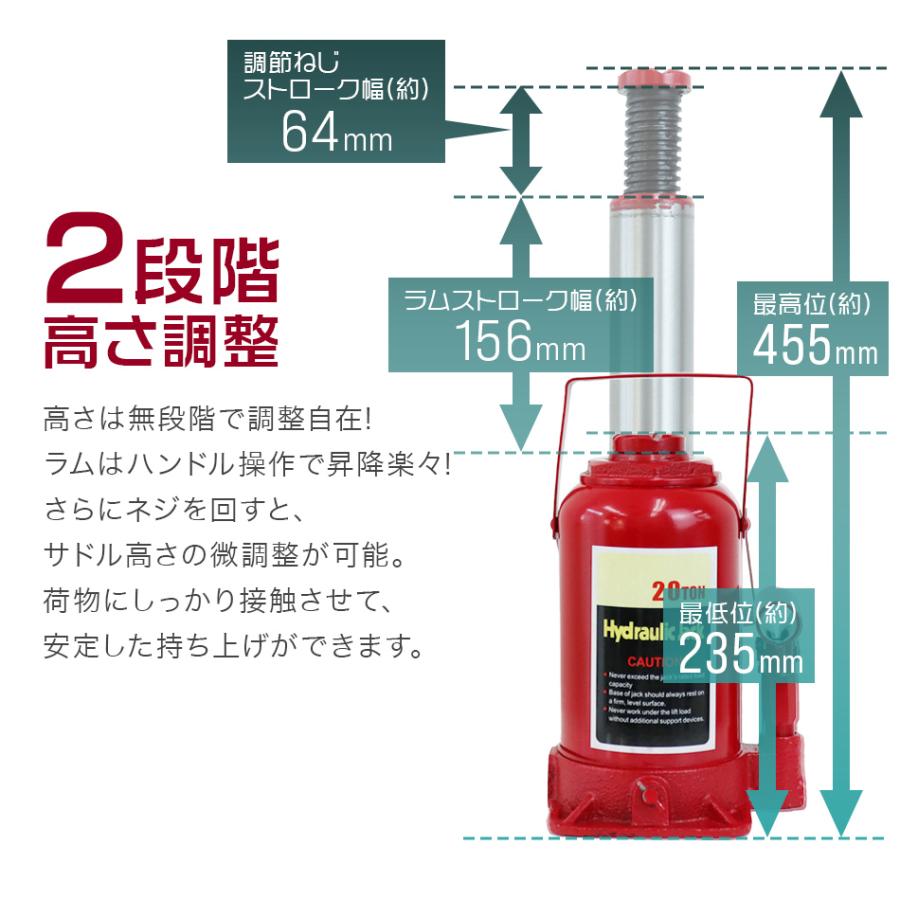 油圧ジャッキ 20t タイヤ交換 油圧式ジャッキ ダルマジャッキ 20トン
