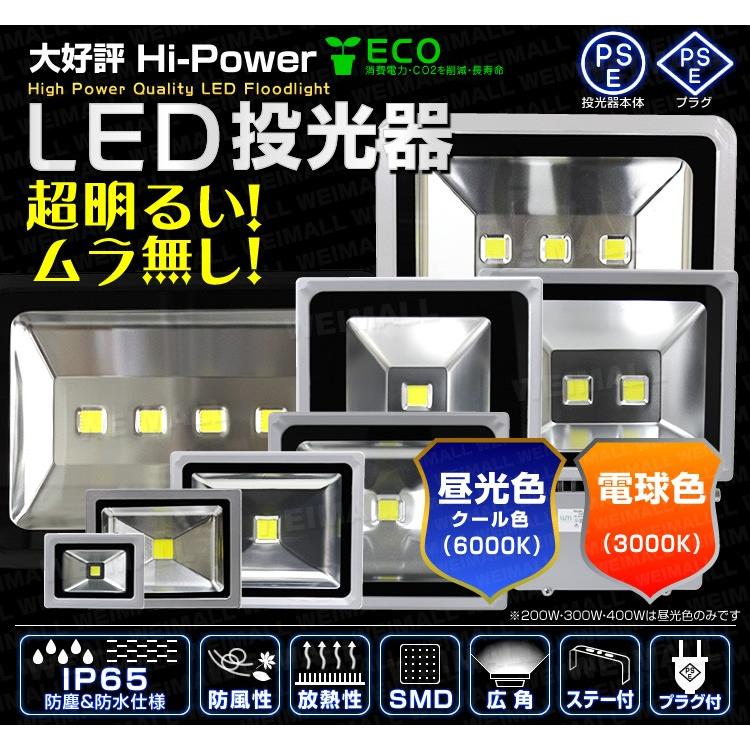 LED投光器 100W 防水 LEDライト 作業灯 防犯 ワークライト 看板照明 屋外 ガレージ 昼光色 電球色 4個セット 一年保証｜weimall｜02