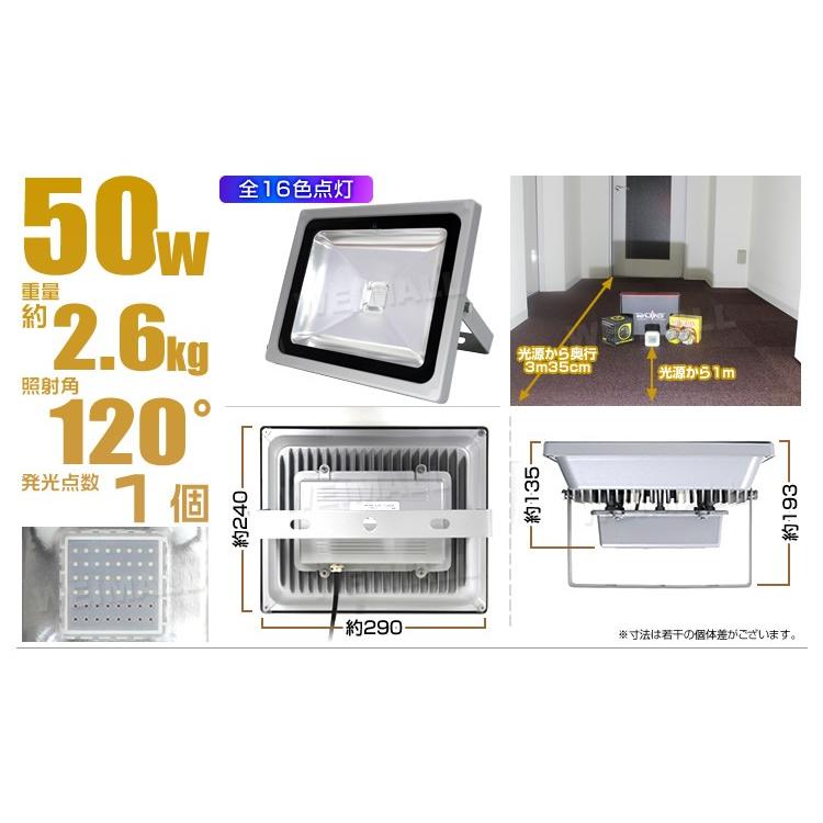 LED投光器 50W 300W相当 RGB16色 イルミネーション リモコン付 スポットライト ステージ 12個セット 楽天市場】led16色rgb投光器（ld106）の通販