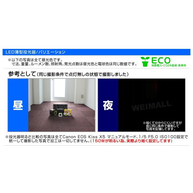 LED投光器 50W 500W相当 防水 LEDライト 薄型LED 作業灯 防犯灯 ワークライト 看板照明 屋外 ガレージ 昼光色 電球色  12個セット 一年保証｜weimall｜13