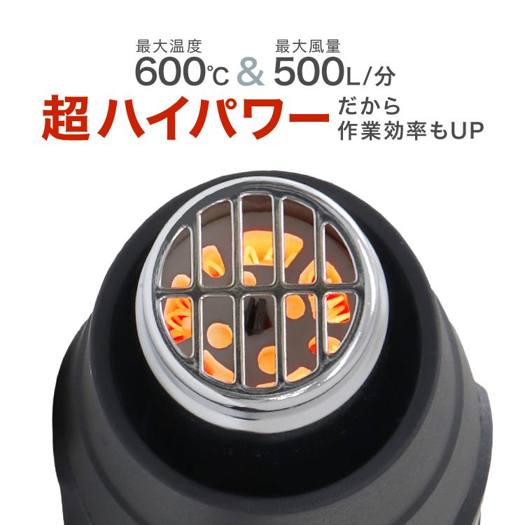 ホットガン ヒートガン 2セット 温度調整機能付き 超強力 1200W 4種類ノズル付き 2段階切替 メンテナンス用品 塗装 シュリンク 包装 工具 乾燥 剥離 WEIMALL | WEIMALL | 08