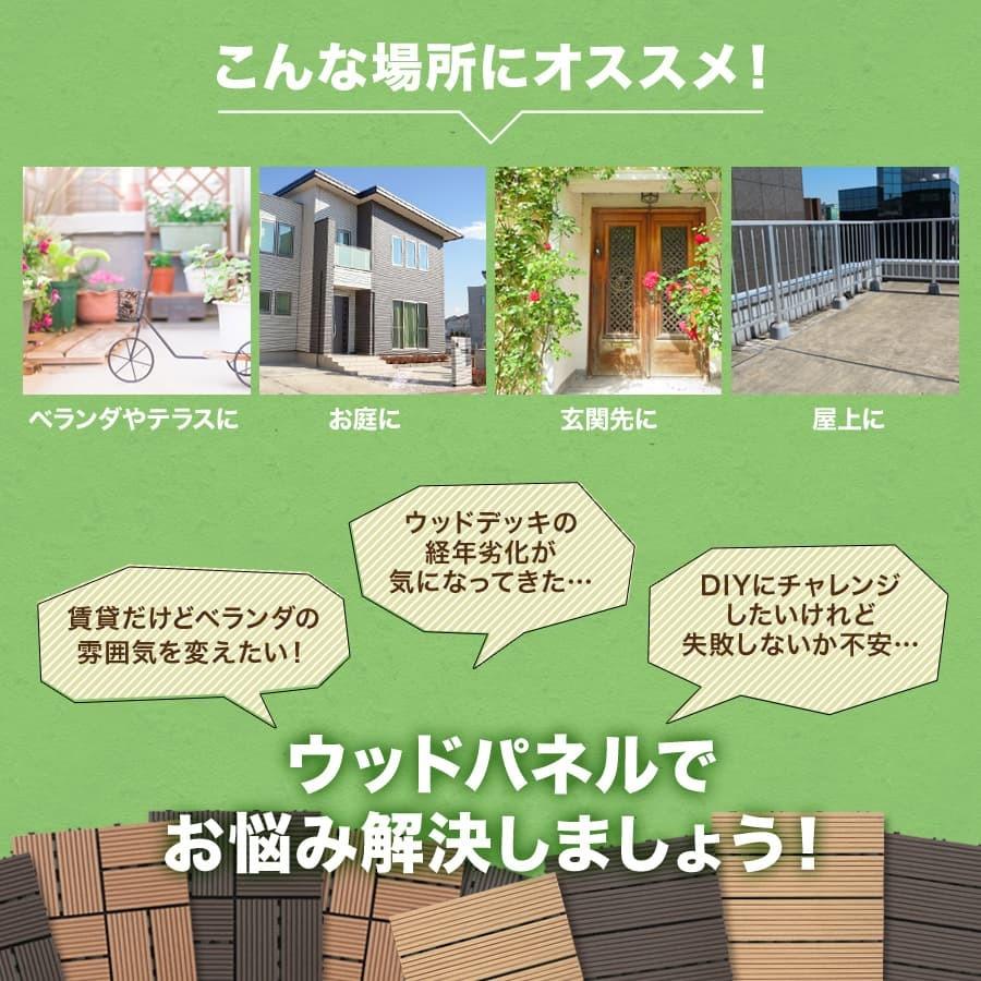 ウッドパネル ウッドデッキ 人工木 54枚セット 庭 タイル 置くだけ 工具不要 ジョイントタイル 腐らない ベランダ バルコニー DIY おしゃれ | WEIMALL | 12