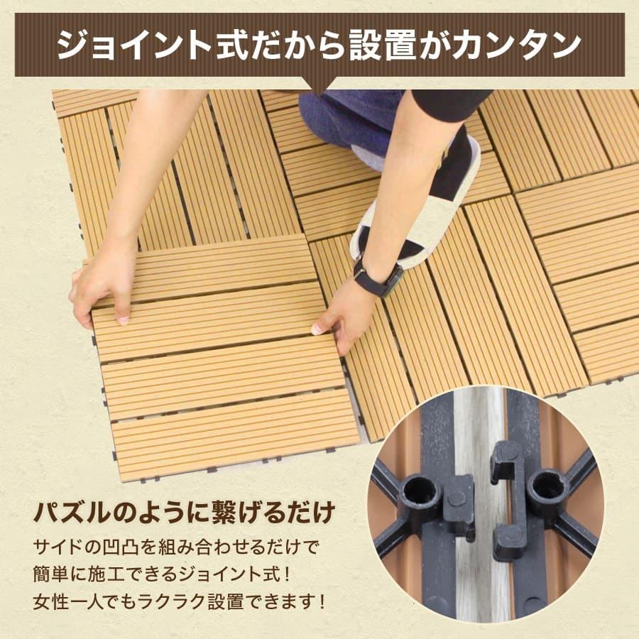 ウッドパネル ウッドデッキ 人工木 54枚セット 庭 タイル 置くだけ 工具不要 ジョイントタイル 腐らない ベランダ バルコニー DIY おしゃれ | WEIMALL | 16