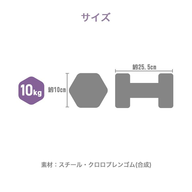 ダンベルセット 10kg 2個セット 合計20kg 全10色 滑りにくいゴム素材 ダンベル カラフル 女性 鉄アレイ エクササイズ ダイエット 筋トレ フィットネス｜weimall｜20