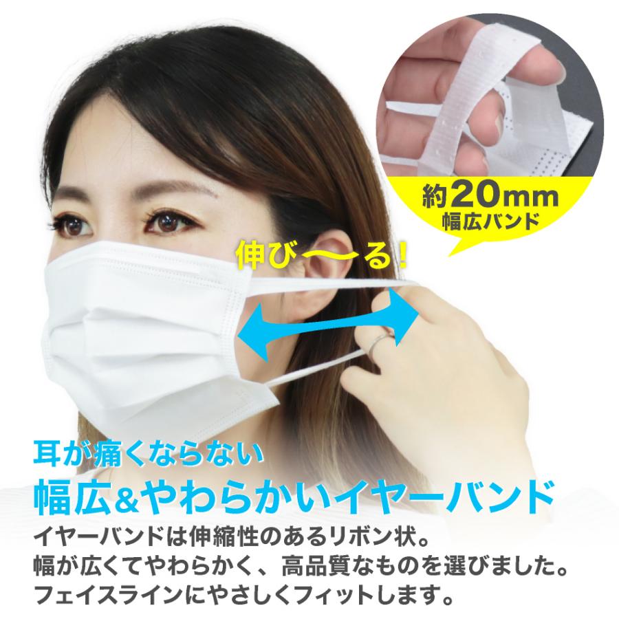 【クーポンで1箱408円】不織布マスク 2サイズ 大人 こども 小さめ やわらかマスク 使い捨て 耳が痛くならない 幅広ゴム 99%カットフィルター 白 3層構造 | WEIMALL | 04