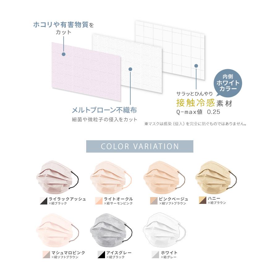 クーポンで1箱299円★マスク 不織布 立体 バイカラー 冷感マスク 血色マスク カラーマスク 小さめ 50枚 20枚 血色カラー 小顔 女性 子供 花粉症対策 WEIMALL｜weimall｜35