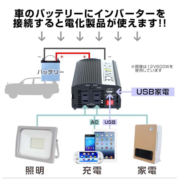 WEIMALL（ウェイモール） インバーター 12v 600W DC12V/AC100V 最大