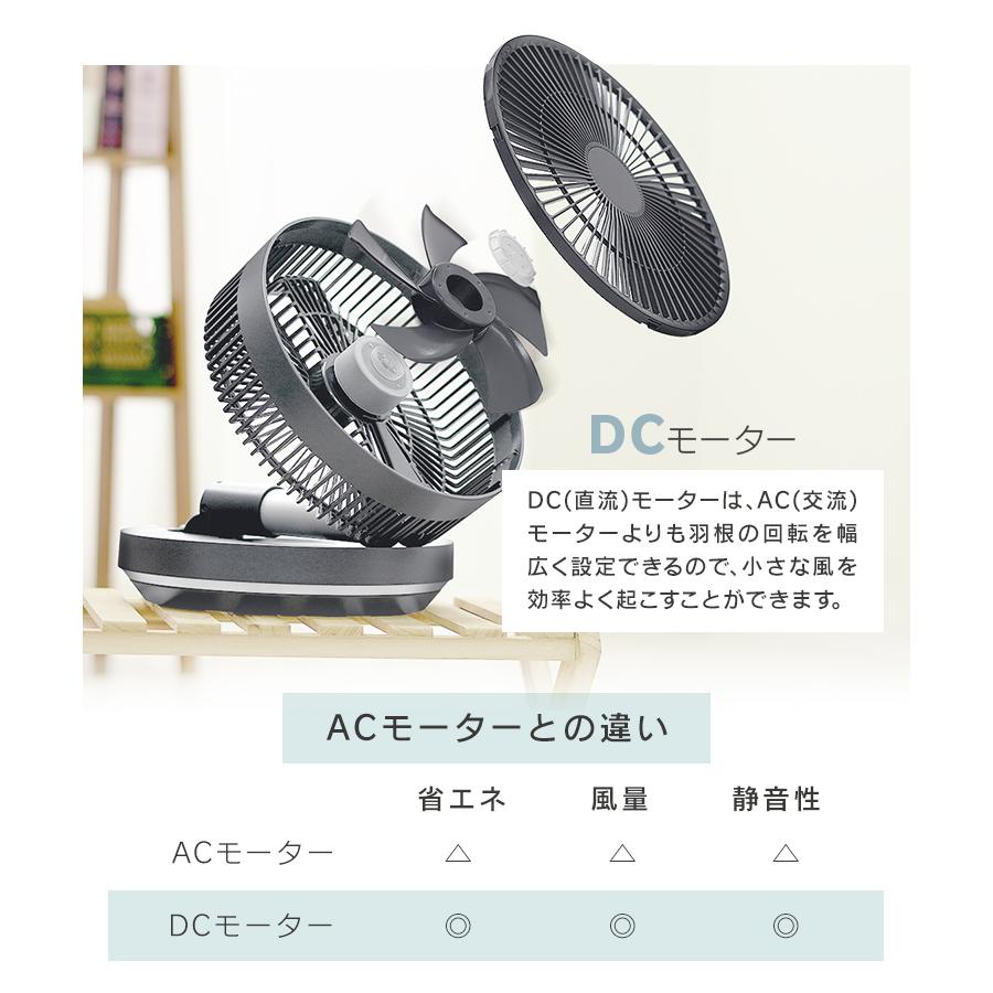 扇風機 折りたたみ DCモーター 首振り サーキュレーター コードレス リモコン 静音 充電式 卓上 コンパクト 軽量 5枚羽 卓上ファン ミニ扇風機 小型 | WEIMALL | 10