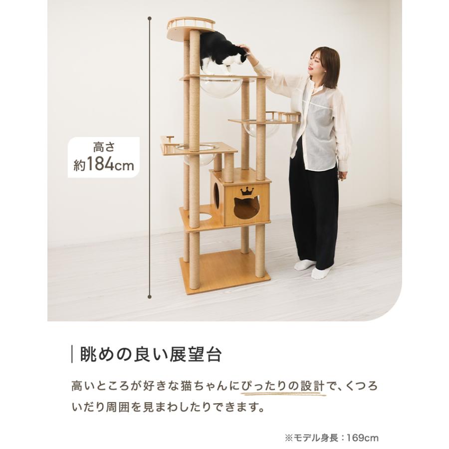 ☆キャットタワー☆大型猫 多頭 据え置き 頑丈 ベージュ系169cm Amazon