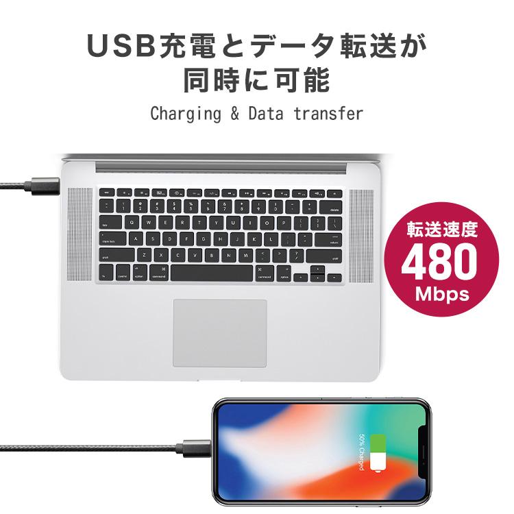 充電ケーブル Type-C to Lightning 3本セット ライトニングケーブル iPhone 急速充電 断線 頑丈 高耐久 25cm 50cm 1m 1.5m 2m 3m 充電器 ナイロン編み | WEIMALL | 08