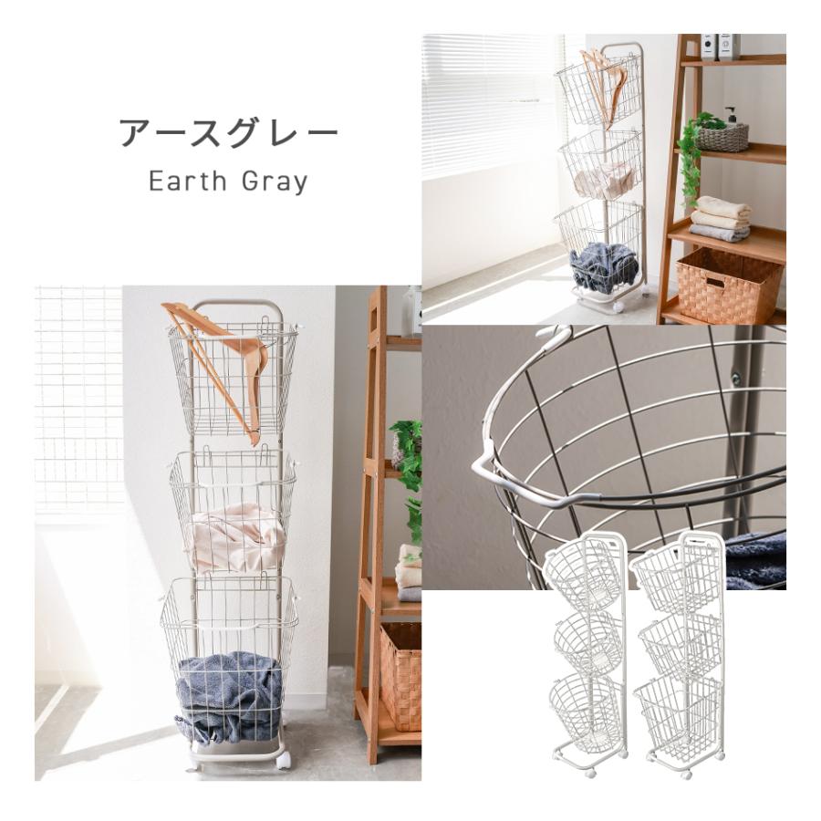 ランドリーバスケット 3段 洗濯カゴ ランドリーワゴン 脱衣かご 大容量 スリム キャスター付き ランドリーラック 収納 北欧 おしゃれ 洗濯かご メッシュ | WEIMALL | 23