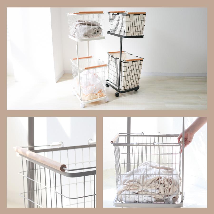 ランドリーバスケット 2段 洗濯カゴ ランドリーワゴン 脱衣かご 大容量 スリム キャスター付き ランドリーラック 収納 北欧 おしゃれ 洗濯かご メッシュ | WEIMALL | 07