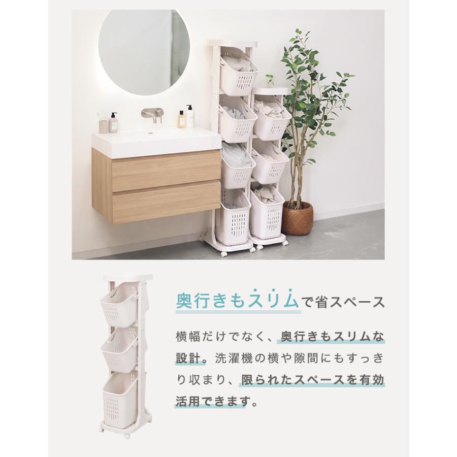 ランドリーバスケット スリム 洗濯かご 脱衣かご キャスター付き 2段 斜め 隙間収納 大容量28L | WEIMALL | 06
