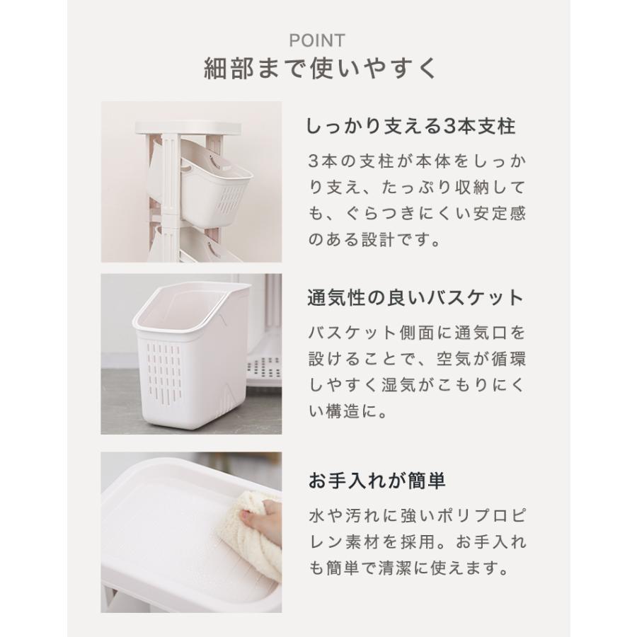 ランドリーバスケット スリム 洗濯かご 脱衣かご キャスター付き 3段 斜め 隙間収納 大容量39L | WEIMALL | 13