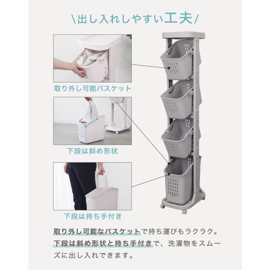 ランドリーバスケット スリム 洗濯かご 脱衣かご キャスター付き 3段 斜め 隙間収納 大容量39L | WEIMALL | 10