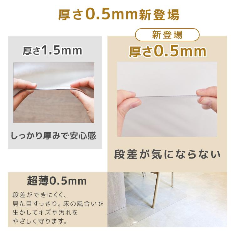 ダイニングマット クリア 180×180cm 超薄0.5mm 床保護 抗菌 防水 撥水 カット自由 めくれ防止シール付き | WEIMALL | 02