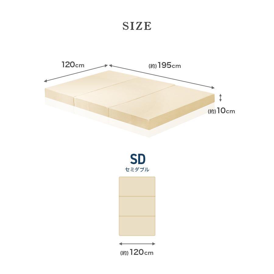 マットレス セミダブル 三つ折り 高反発 硬さ210N 厚み10cm 30D 全3色 カバー付き 体圧分散 腰痛 ベッド 寝具 ノンスプリングマットレス 敷き布団 WEIMALL | WEIMALL | 22