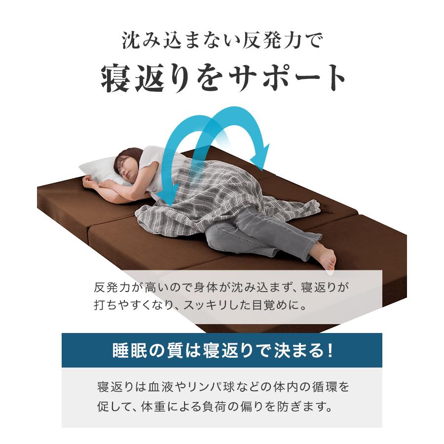 マットレス セミダブル 三つ折り 高反発 硬さ210N 厚み10cm 30D 全3色 カバー付き 体圧分散 腰痛 ベッド 寝具 ノンスプリングマットレス 敷き布団 WEIMALL | WEIMALL | 12