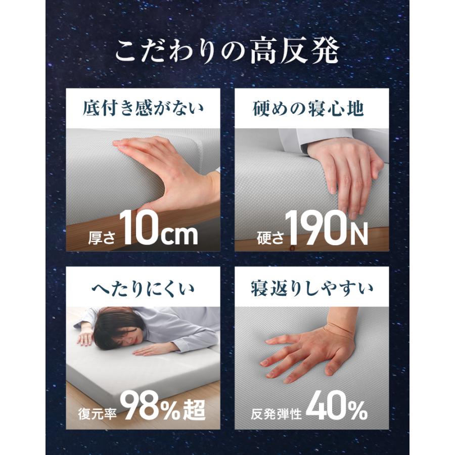 マットレス クイーン 三つ折り 高反発 硬さ190N 厚み10cm カバー付き 腰痛 ベッド 寝具 ノンスプリングマットレス マットレストッパー ベッドマットレス WEIMALL | WEIMALL | 08