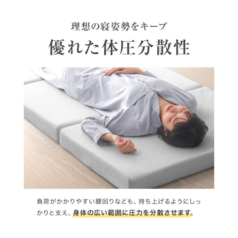 マットレス クイーン 三つ折り 高反発 硬さ190N 厚み10cm カバー付き 腰痛 ベッド 寝具 ノンスプリングマットレス マットレストッパー ベッドマットレス WEIMALL | WEIMALL | 12