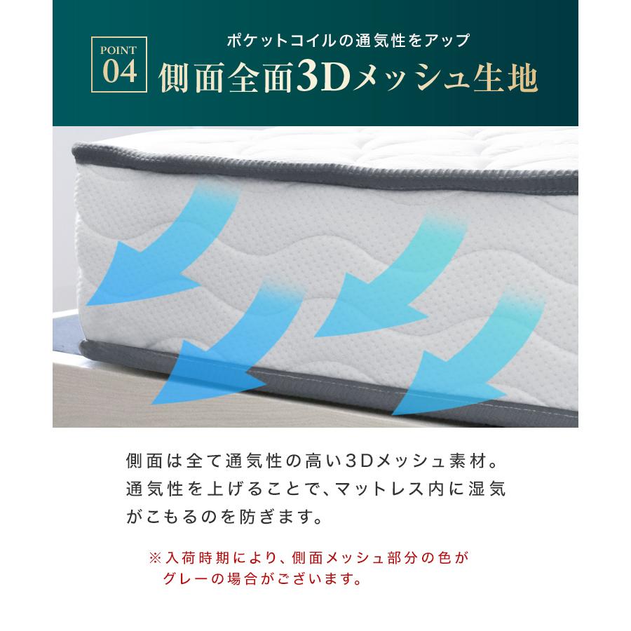 マットレス セミシングル ポケットコイル 20cm 腰痛 エッジサポート ベッドマットレス  硬め スプリングマットレス 寝具 体圧分散 ウレタン メッシュ WEIMALL | WEIMALL | 15